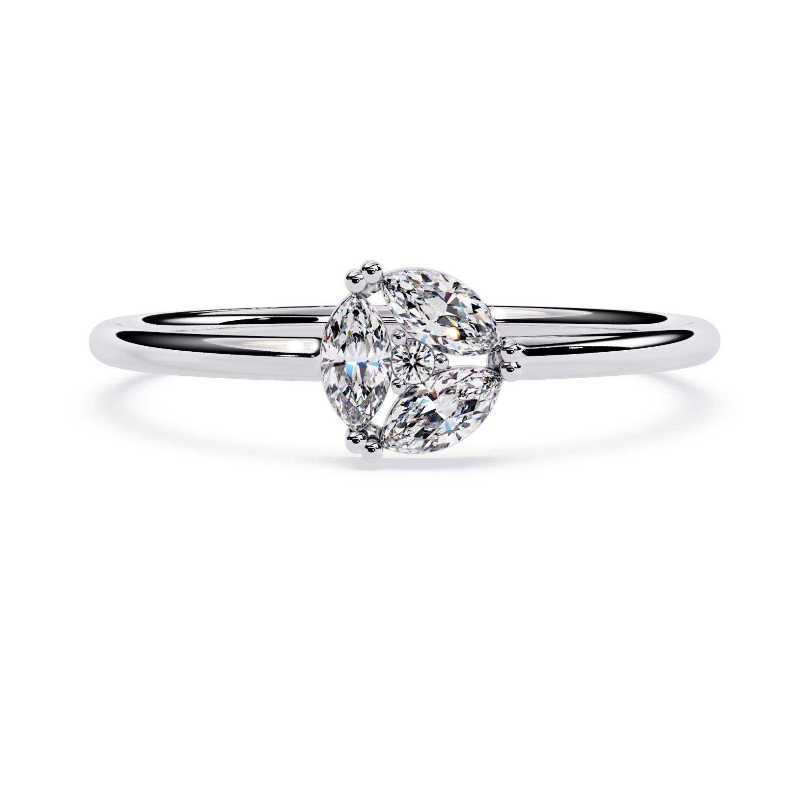 Lab Grown CVD Diamond Marquise Cluster Ring 925 Sterling Silver Promise Ring