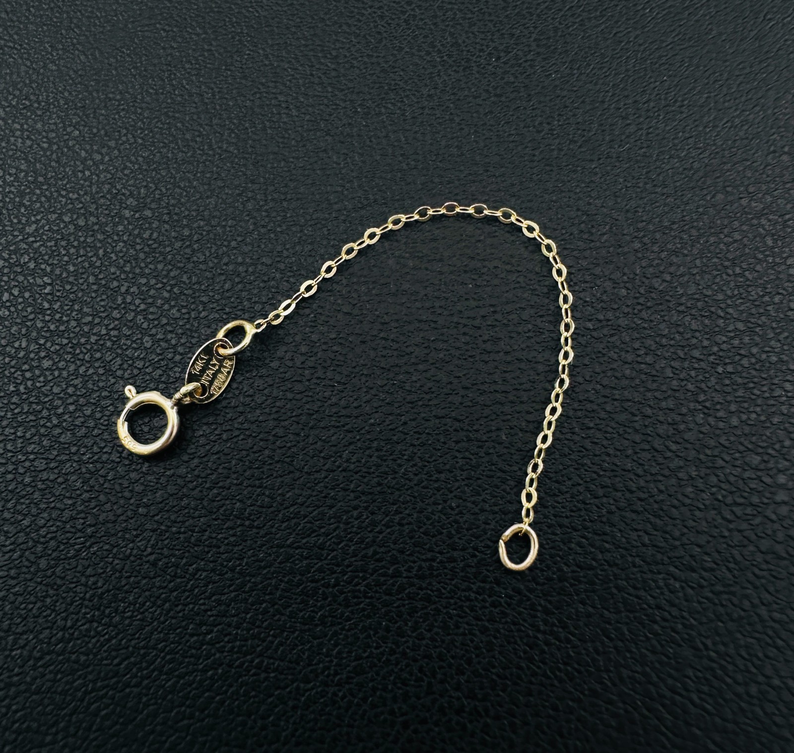 14K Solid Yellow Gold Thin Cable Link Safety Chain Extension Extender .9mm, 2.4″