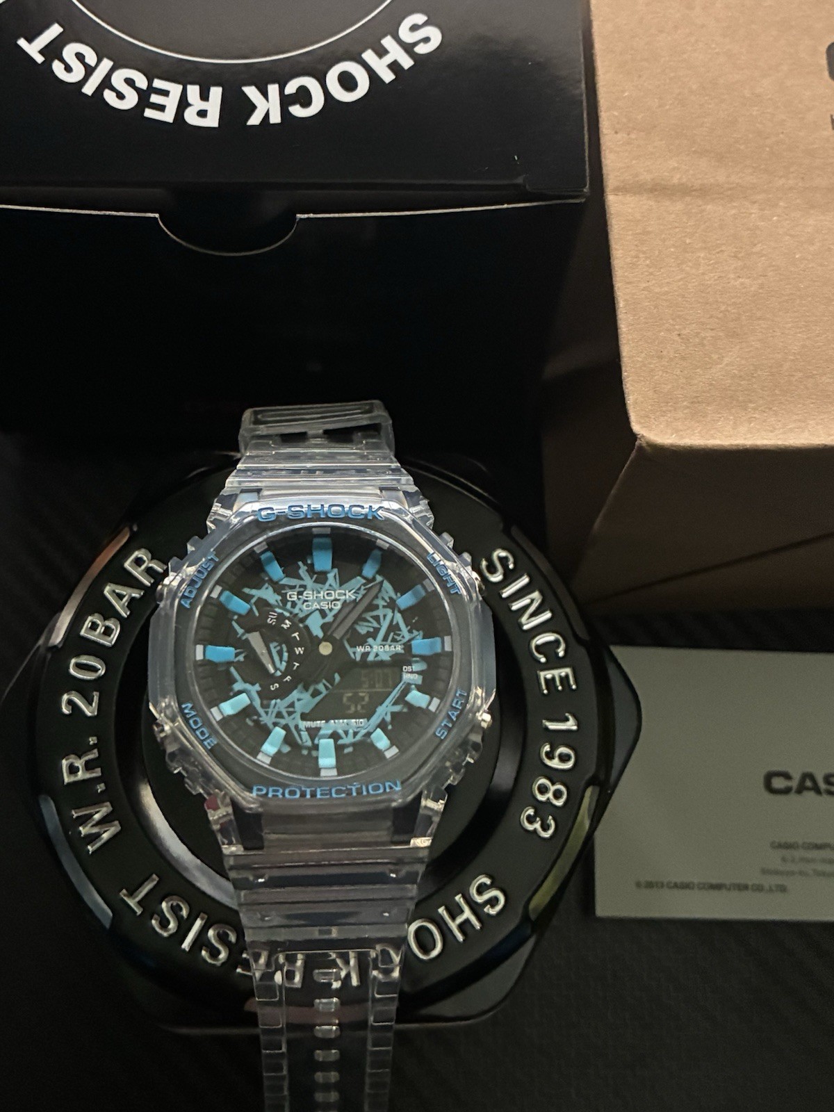 Casio G-SHOCK Analog/Digital Quartz 45mm Clear Resin Strap 200m Box Manual