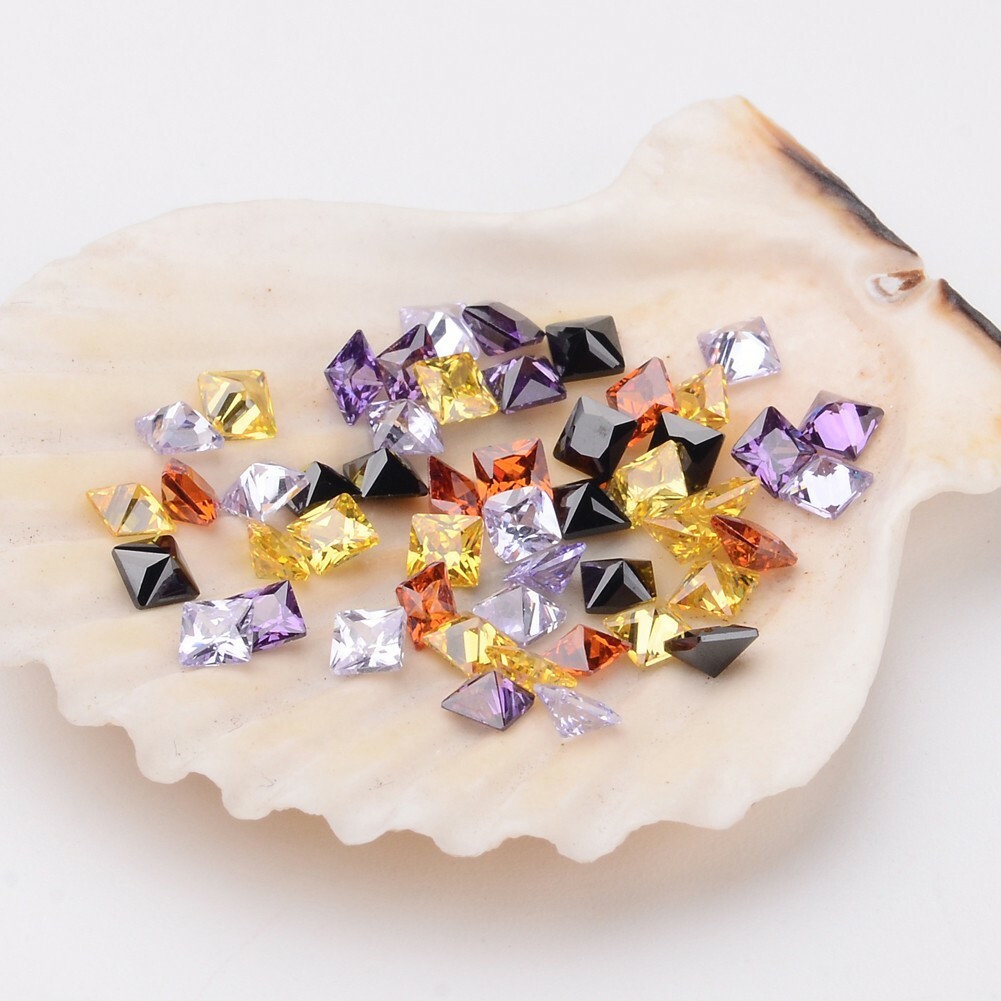 Grade A Square Shaped Faceted Cubic Zirconia Pointed Back Cabochons Jewelry Bead