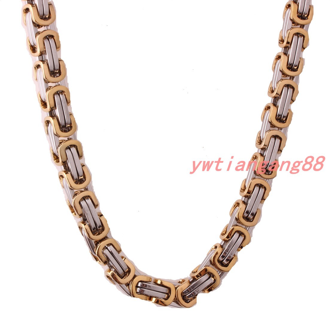 Men Chain Stainless Steel Silver/Gold/Black Tone Byzantine Box Necklace Bracelet