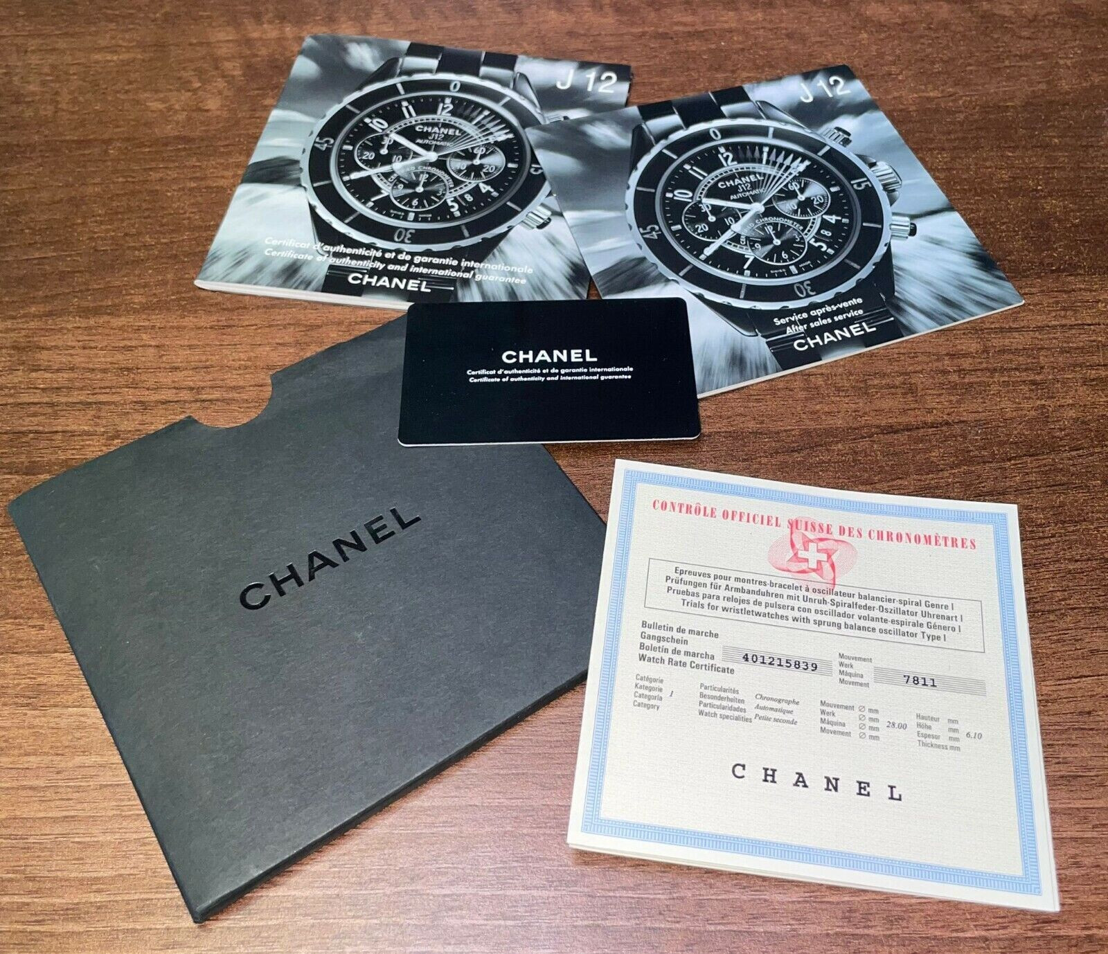 EXTREMELY RARE CHANEL J12 INSTRUCTIONS & GUARANTEE SET GENUINE AUTHENTIC MH304