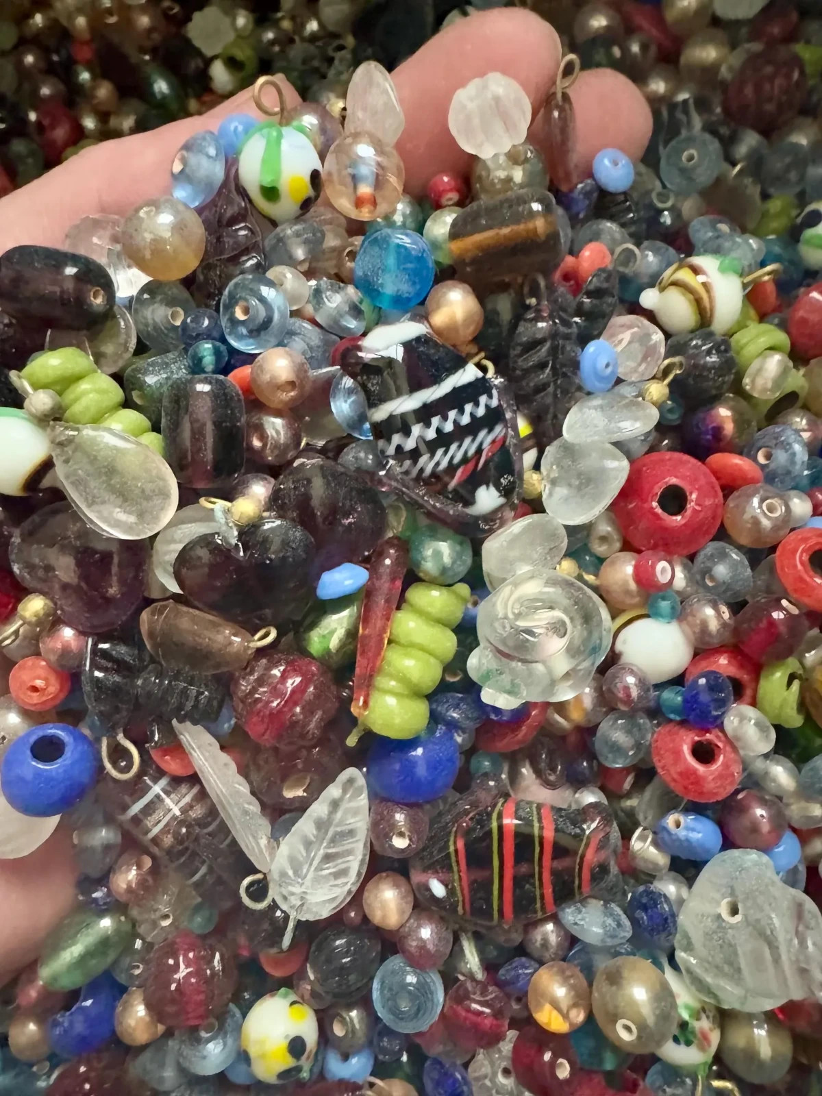 EVERYTHING Mix 2 lb. Vintage India Glass Beads Lot Crafts Jewelry Bulk Estate