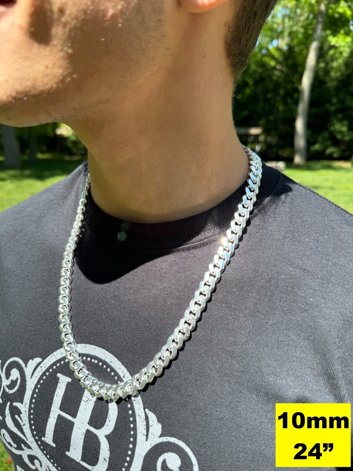 Mens Real Solid 925 Sterling Silver Miami Cuban Chain 2-12mm Heavy Link Necklace