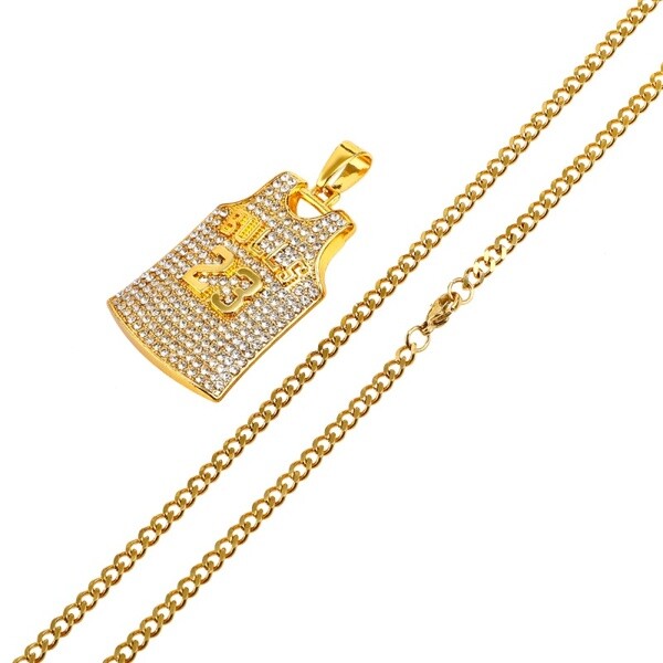 23 Chicago Bulls Michael Jordan NBA Jersey Necklace – Gold Colored – Rhinestone