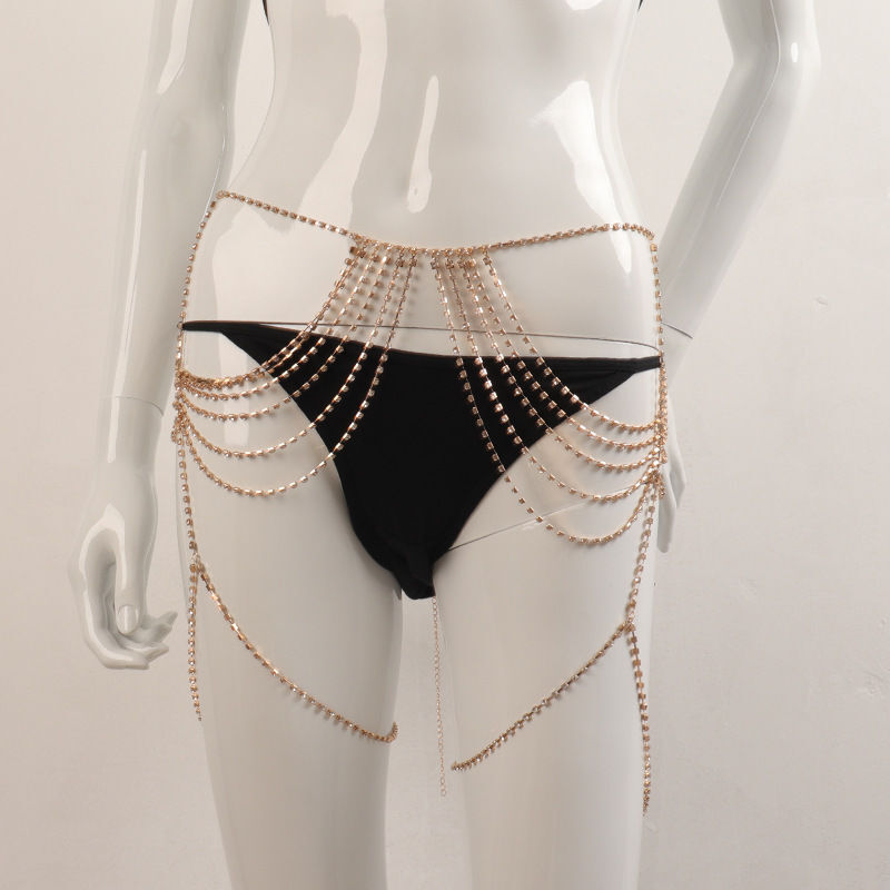 Bust Chain Accessories Shiny Full Diamond Bra Panties Bikini Body Chain Set
