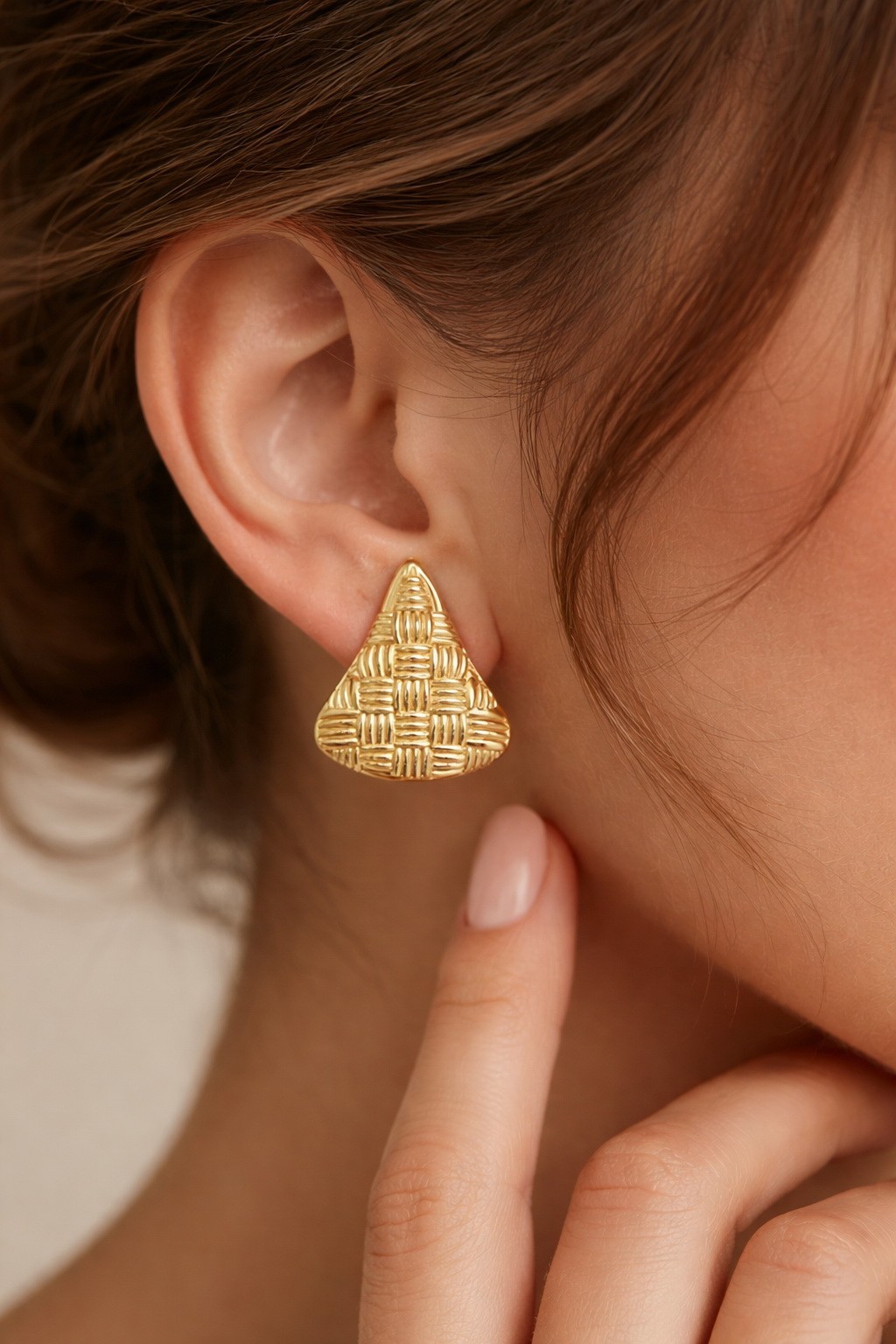 925 Sterling Silver Texture Triangle Stud Earrings |Geometric Minimalist Jewelry