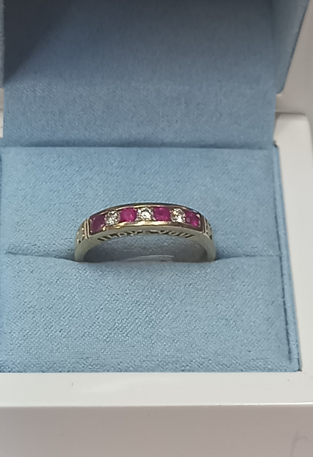 9ct Ruby & CZ Ring. Size R 1/2