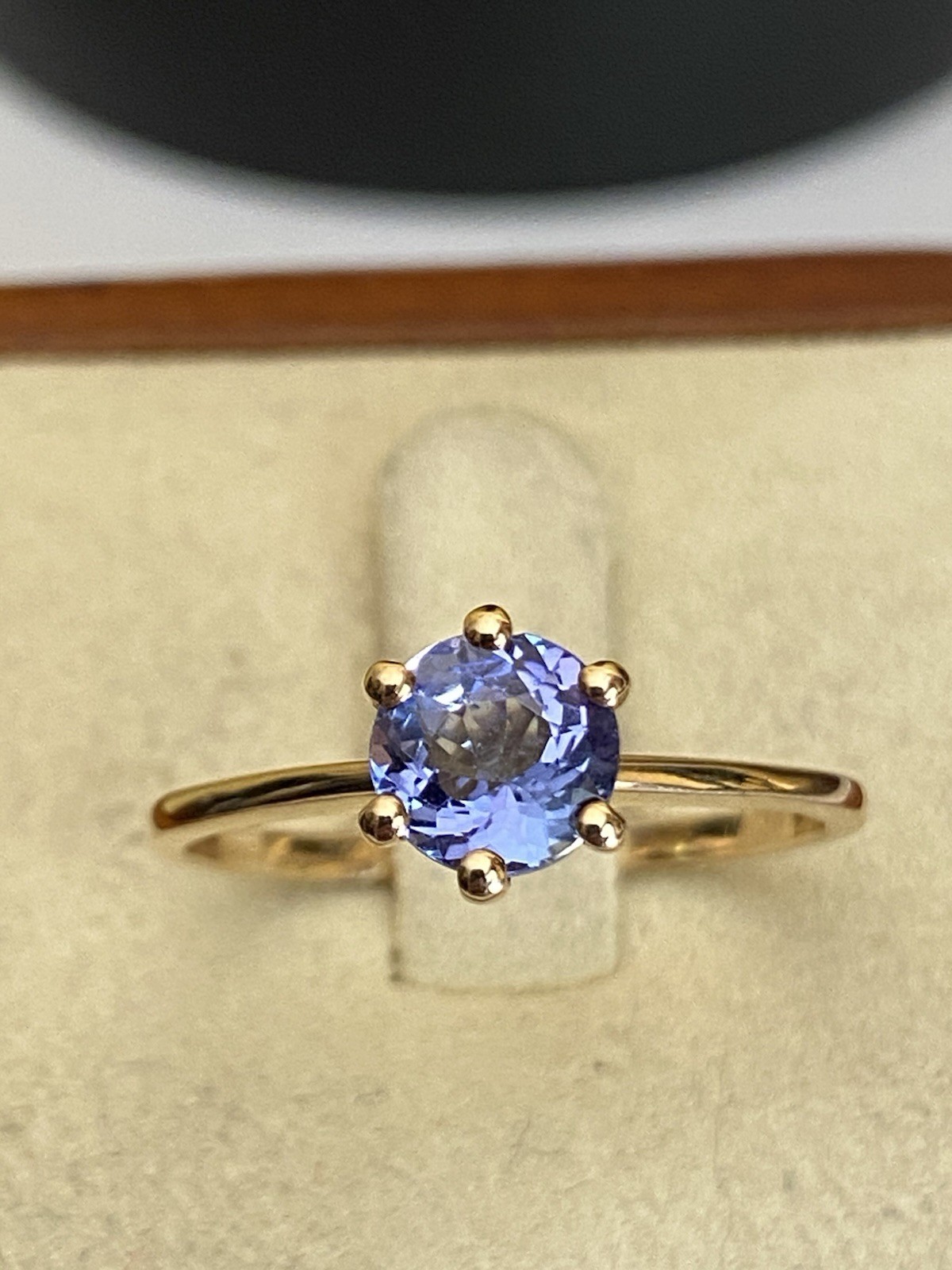 Hallmarked 9 Carat Yellow Gold Tanzanite Solitaire Ring Size S