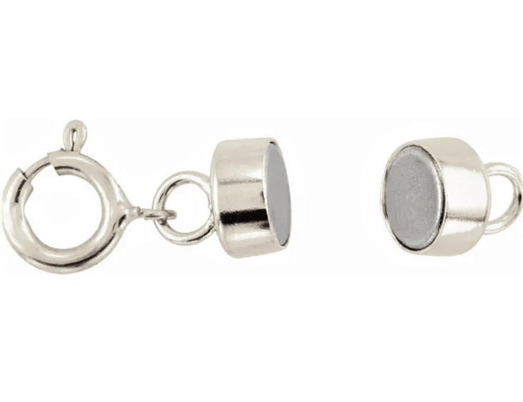 (3) 4.5mm 14k MAGNETIC CLASP SOLID WHITE Gold Necklace 1/2″ extender Spring Ring