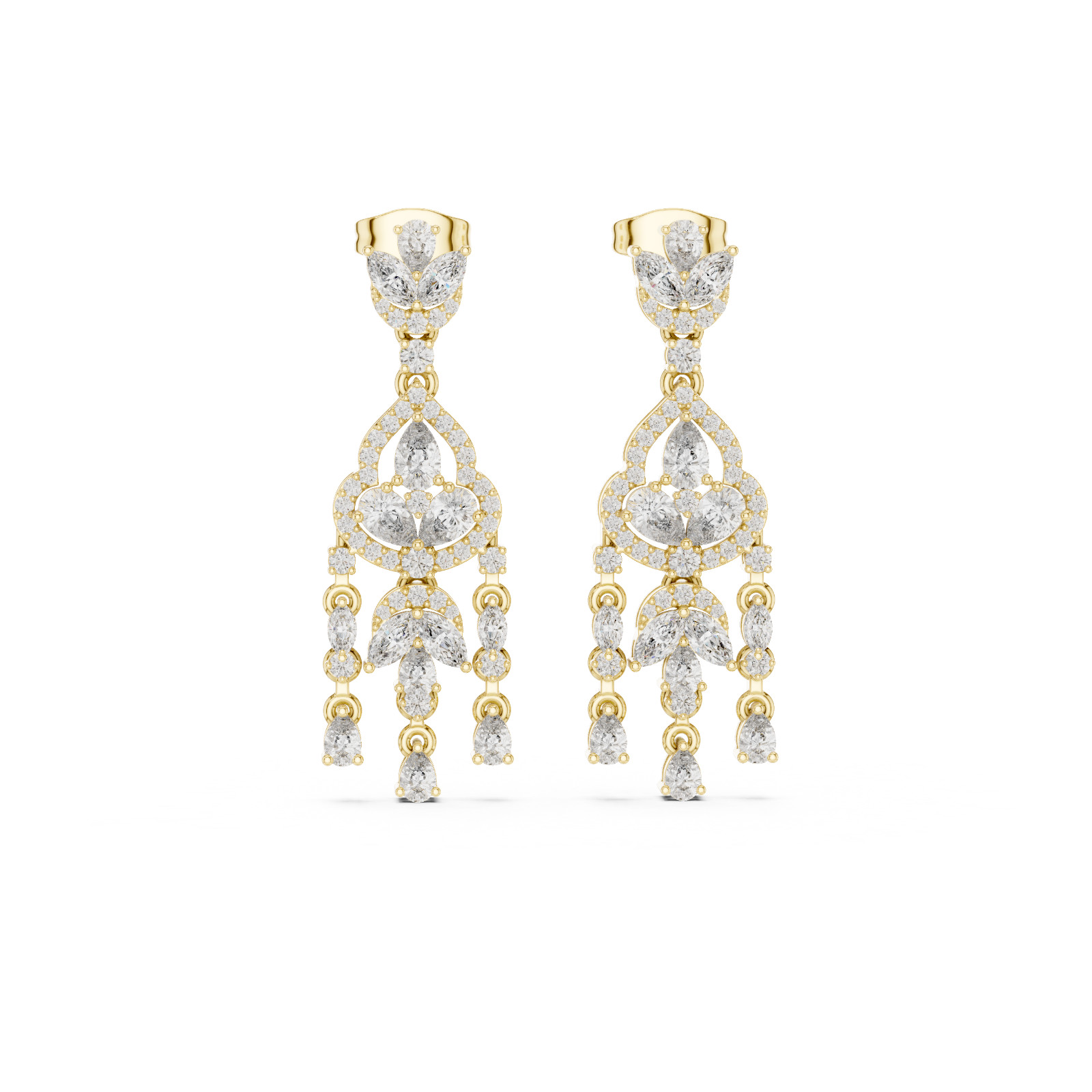Natural Certified VVS1 Diamond Women Proposal Dangle Earrings 14k Gold Over