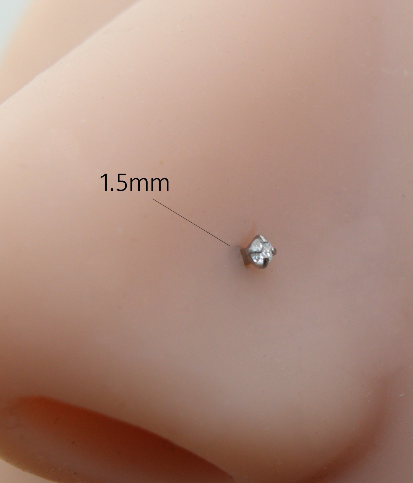 Moissanite L-Shape Nose Ring Silver Stud 18G 20G Surgical Steel Gold PVD