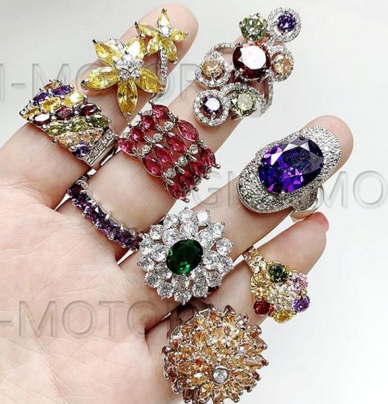 100Pcs Wholesale Colorful Crystal Mixed Rings Bulk Finger Band Ring Jewelry Lot