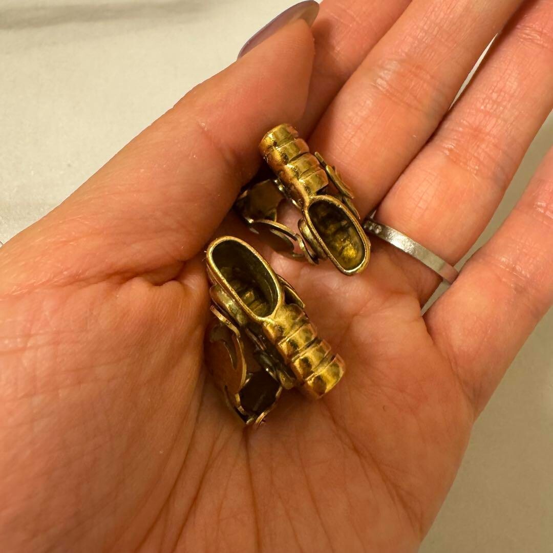 CHANEL Earrings Coco Mark Metal Gold Authentic Guaranteed Used