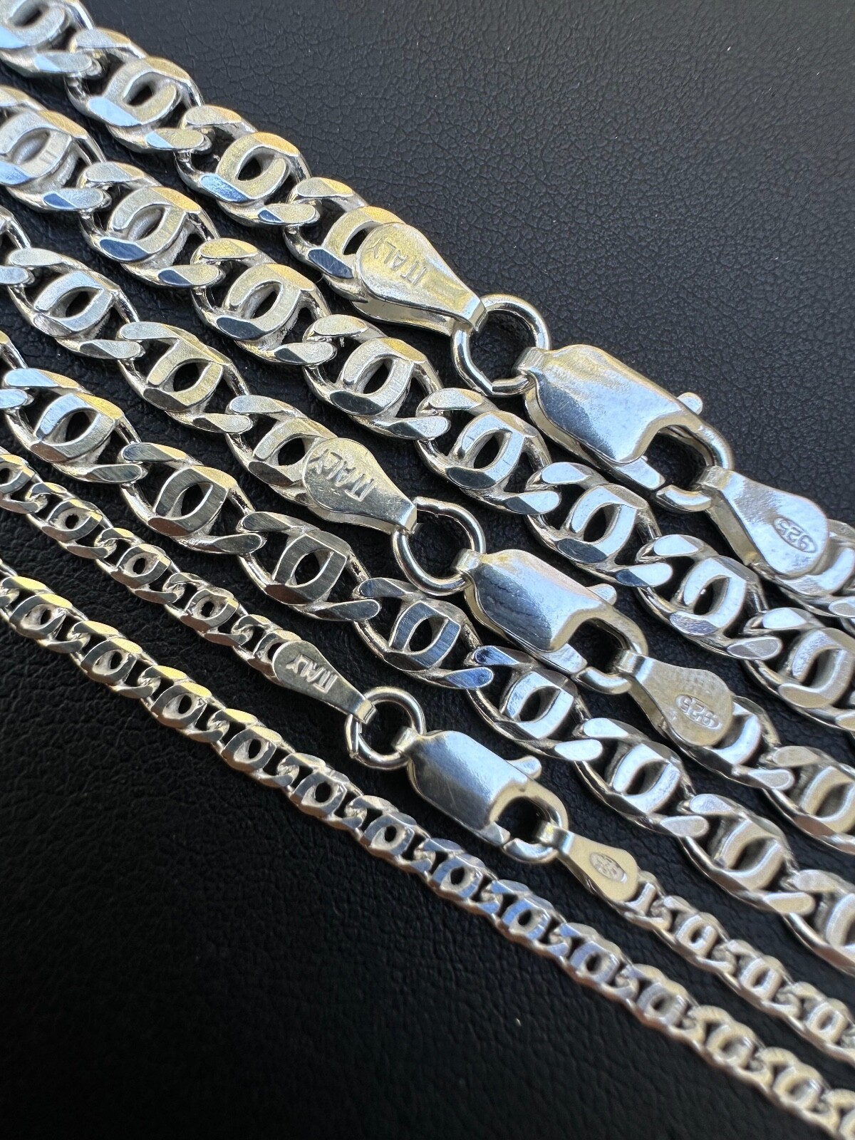 Real Tiger Eye Link Chain Necklace Or Bracelet Solid 925 Sterling Silver ITALY