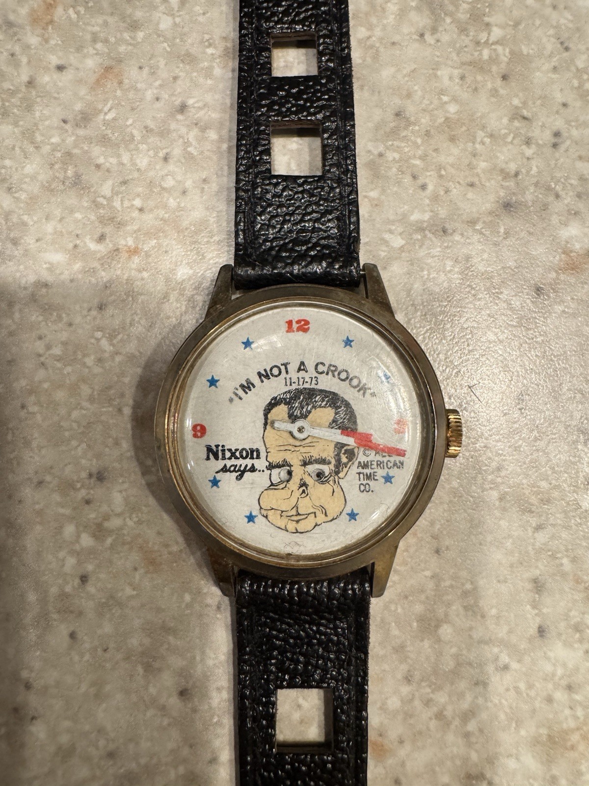 Vintage Richard Nixon “I’m Not A Crook” Novelty Watch NOT RUNNING UNTESTED