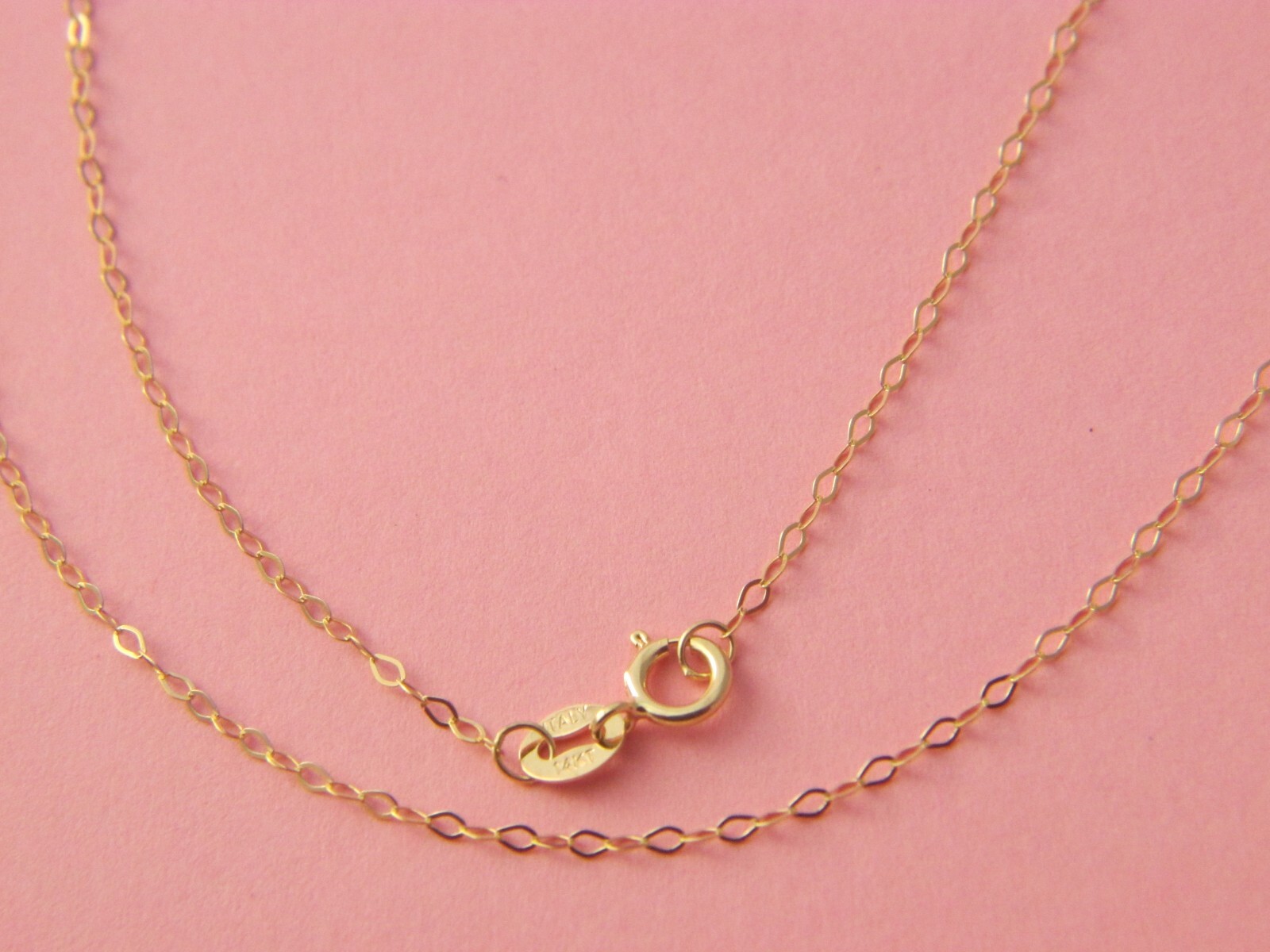 Solid 14Kt yellow Gold 1.3mm Flat Cable Chain Necklace real gold 14k
