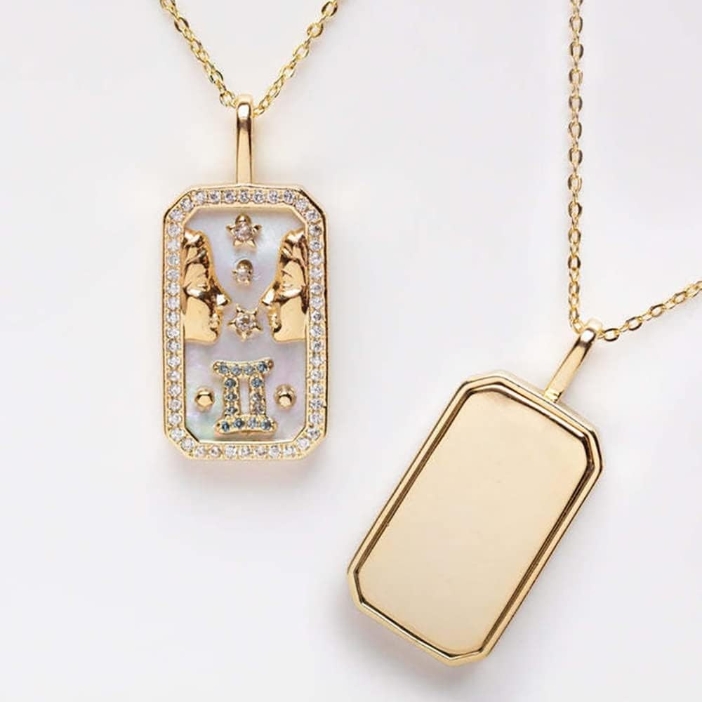 Zodiac Amulet Necklace Colored Birthstone Necklace Constellation Jewelry Gift