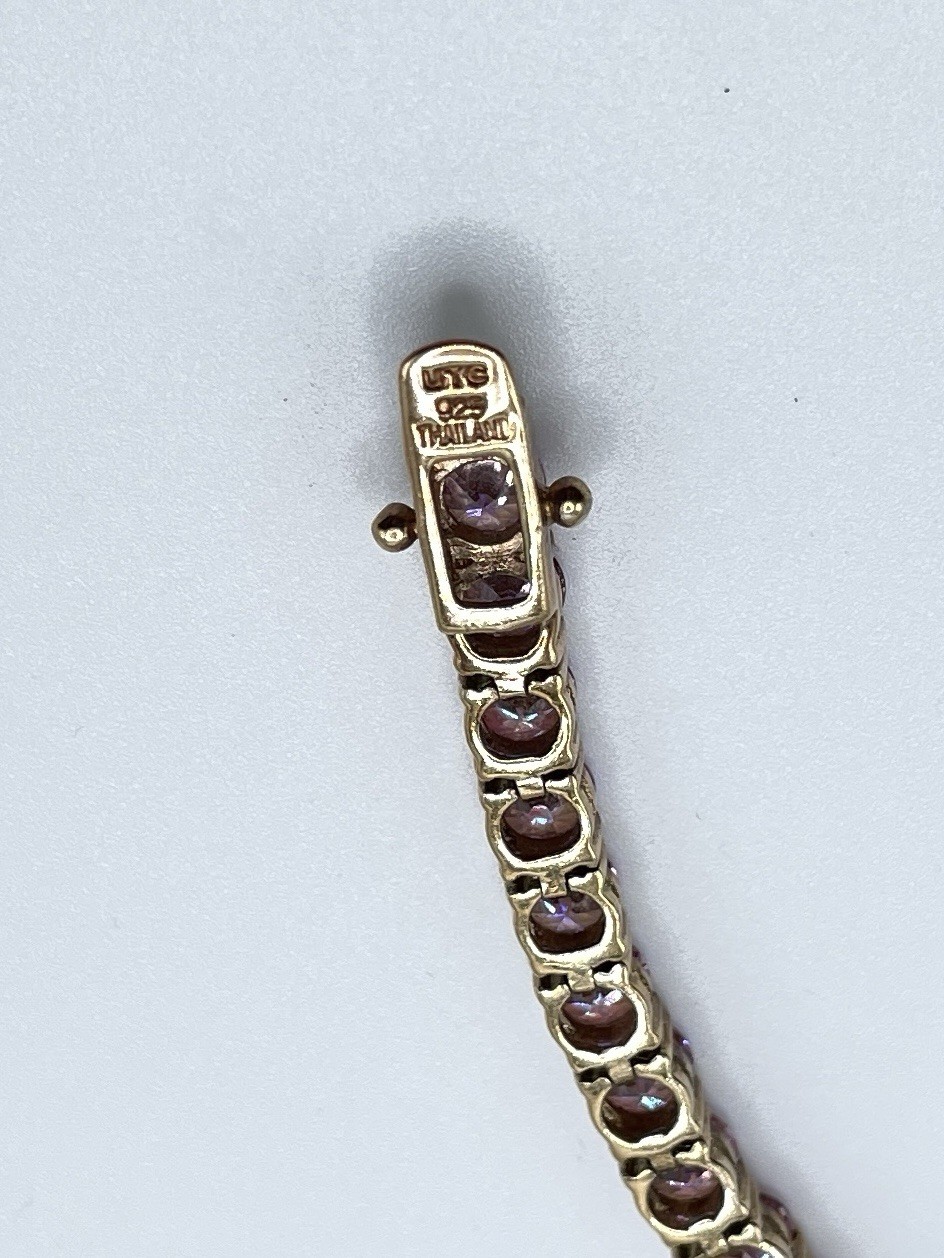 Vintage UTC Thailand 925 Gold Over Silver Rainbow Mystic Topaz Bracelet 7.7”