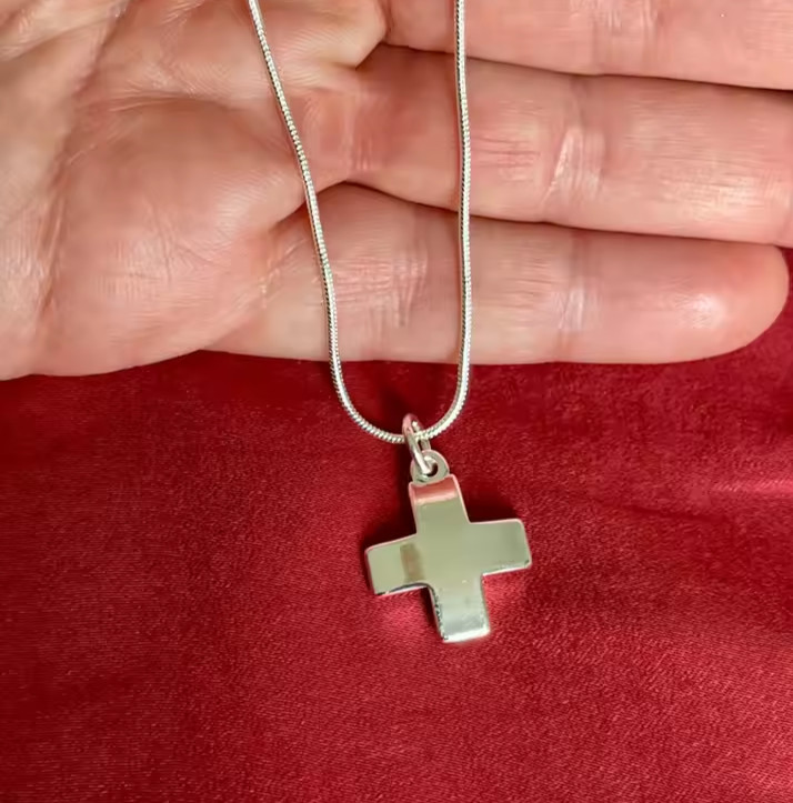 925 Sterling Silver Cross Pendant Necklace Men Women Snake Chain 16-30 Inch