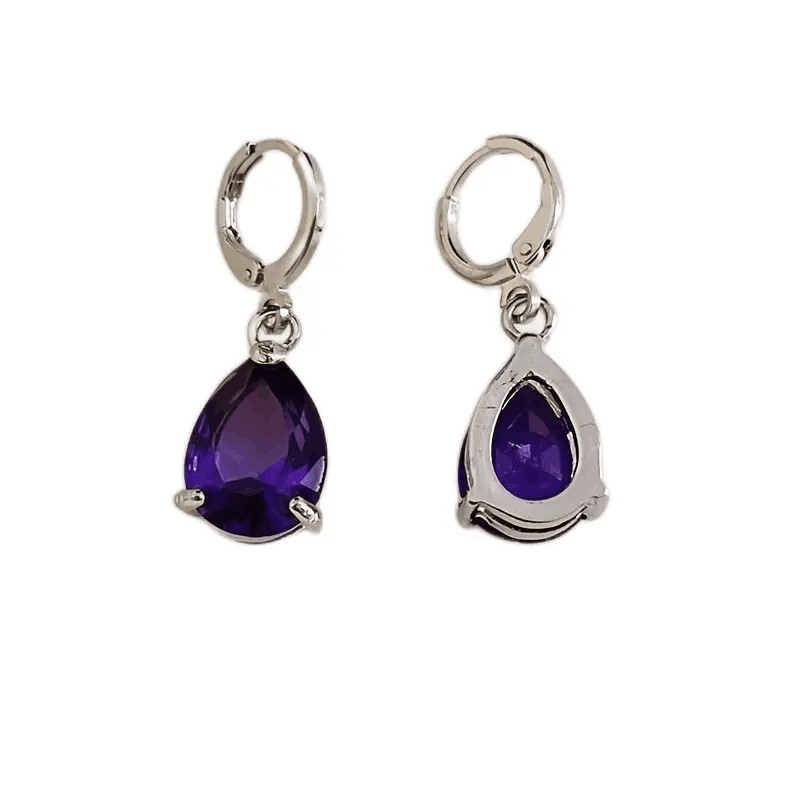 Fashionable Drop Shape Amethyst Drop Earrings Noble Party Holiday Gift Women