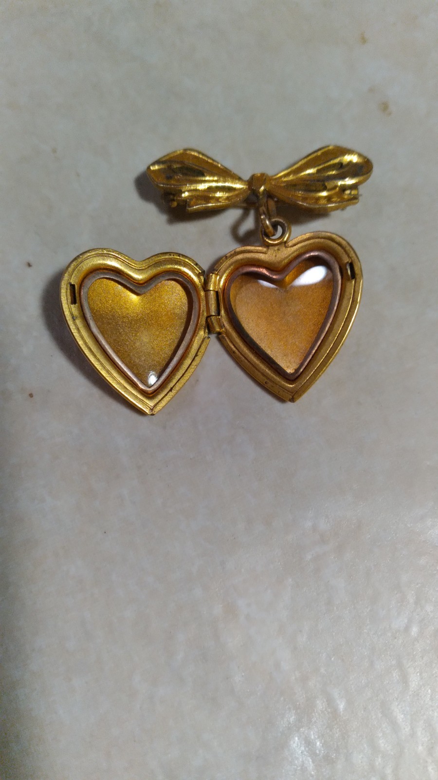 Pretty Sweetheart Locket Brooche With Engraved Floral Motif On Front