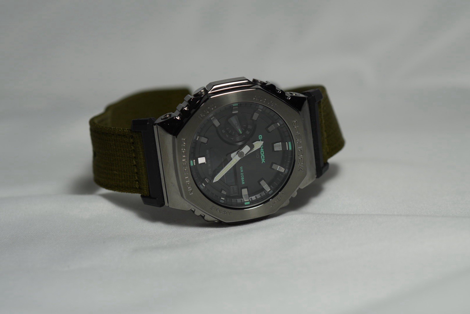 Casio G-SHOCK GM-2100CB Ana-Digi Quartz 200m Octagon Green Fabric Strap
