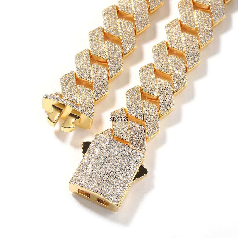 20mm Hip Hop Cubic Zirconia Men Rap Jewelry Miami Cuban Chain Necklace Bracelet