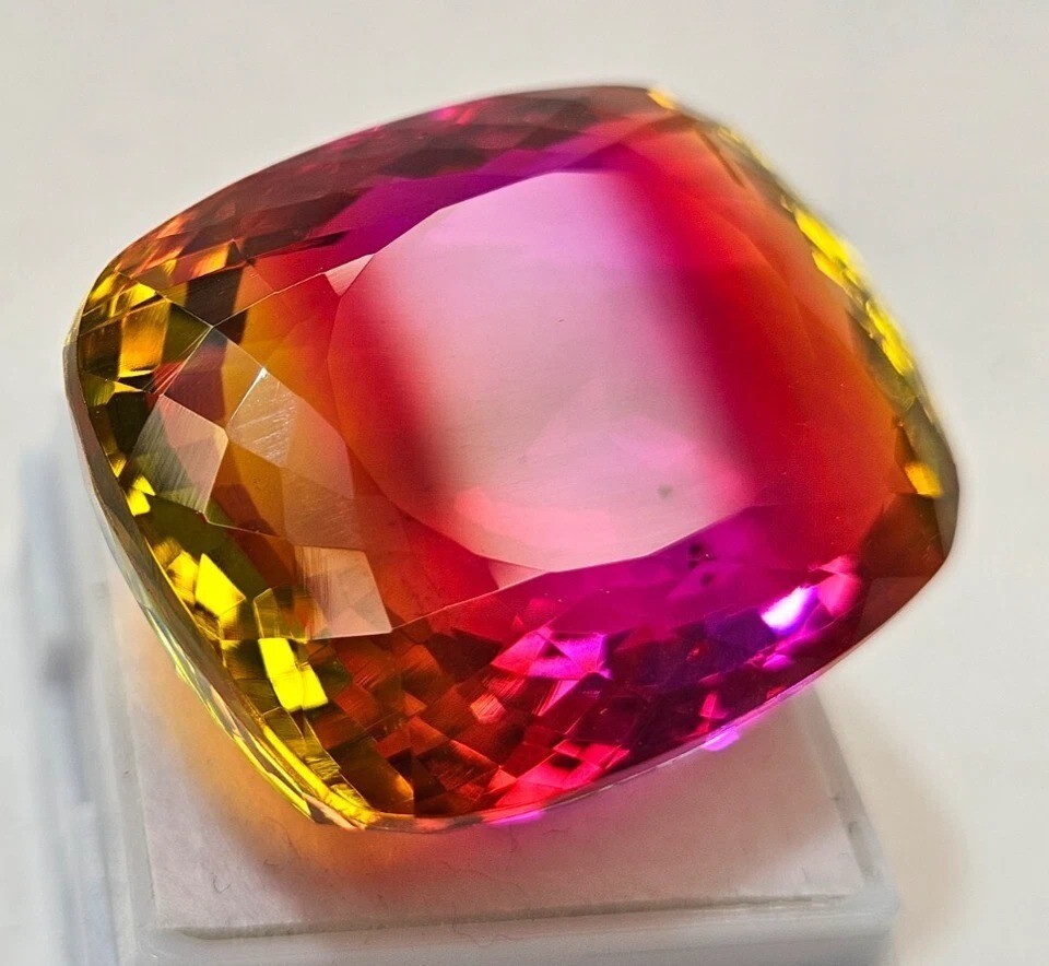 Amazing Tourmaline Bi-Colour 85+ Ct Cushion Cut Natural Certified Gemstone