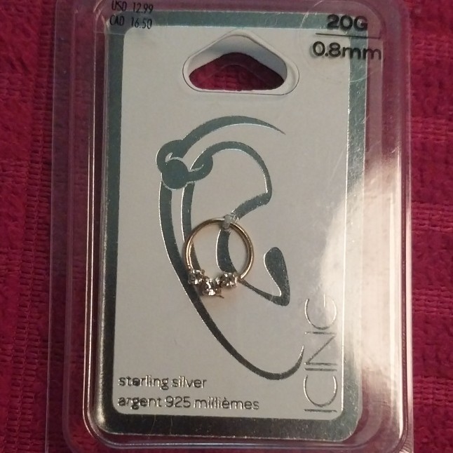 CNC 925 Sterling Silver Cartilage Hoop Ring 20G 0.8mm Ball Closure Round Silver