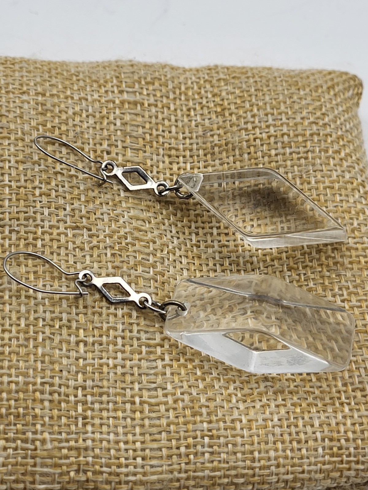 Stunning vintage lucite ice dangle earrings elegant bridal jewelry unsigned drag