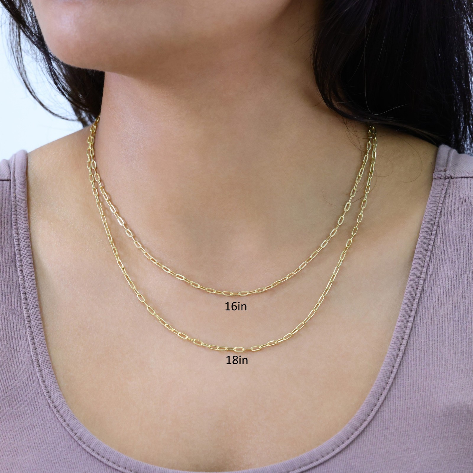 10k Yellow Gold 2mm Paperclip Chain Cable Rolo Link Necklace Womens 16″- 24″
