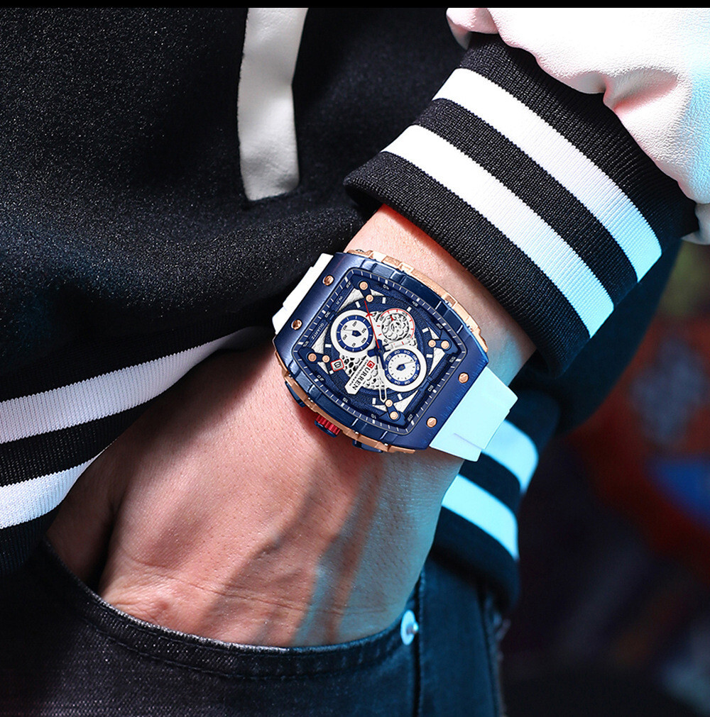 CURREN Men Sport Watch Brand Silicone Wristwatch Big Case Male Quartz Watches