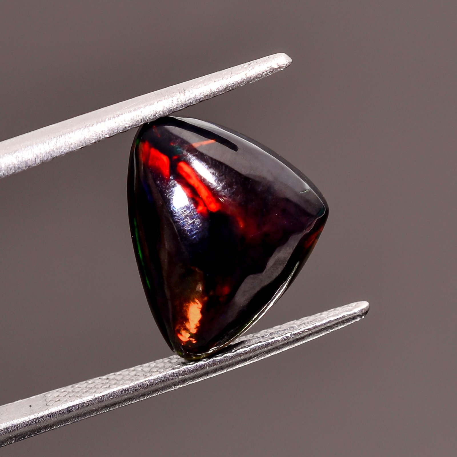 2.5 Cts Natural Black Ethipion Opal Triangle Shape Cabochon Gemstone 14X10X5 mm