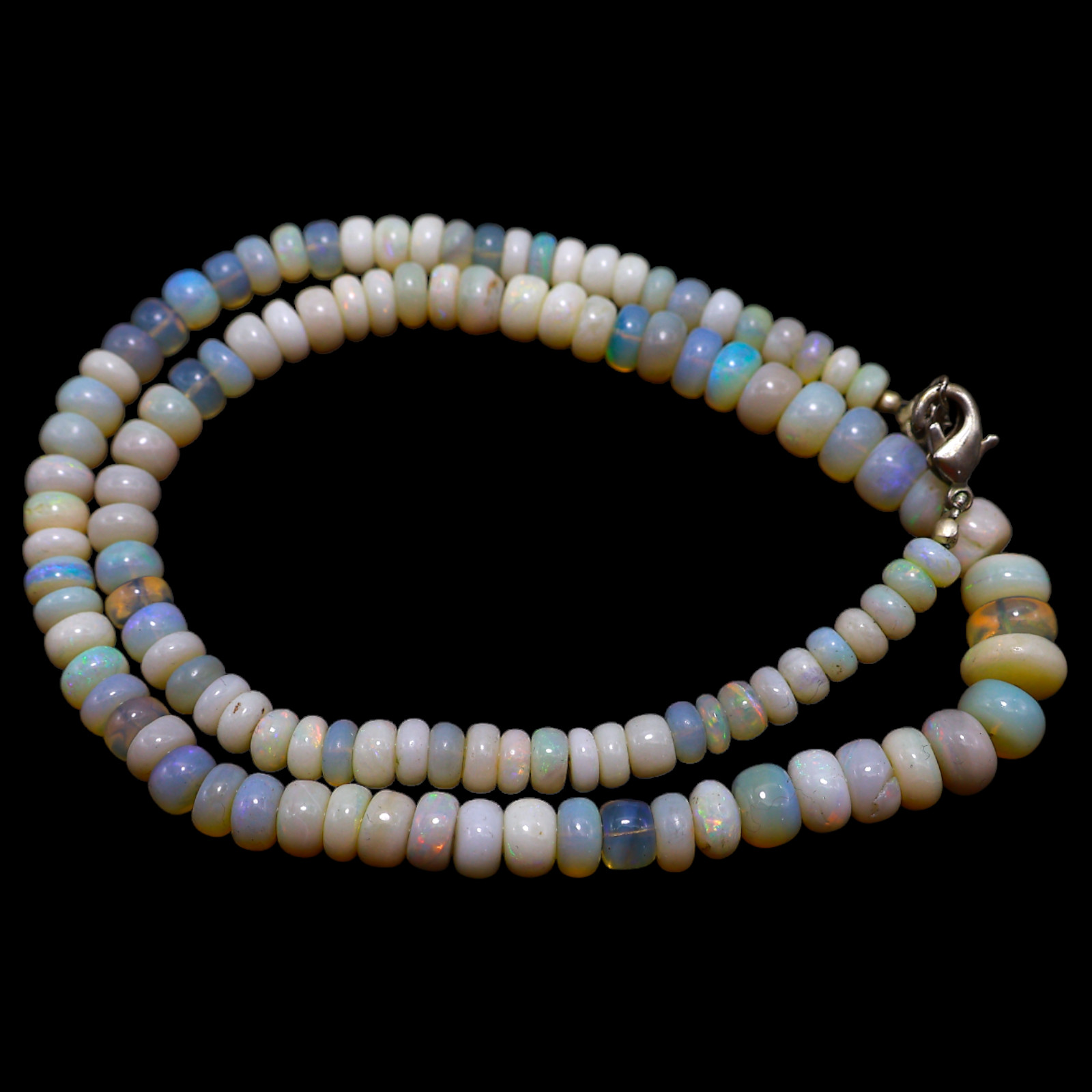 Smooth Multi Color 5X9 MM Fire Opal Beaded Not Applicable Rondelle Boho Necklace