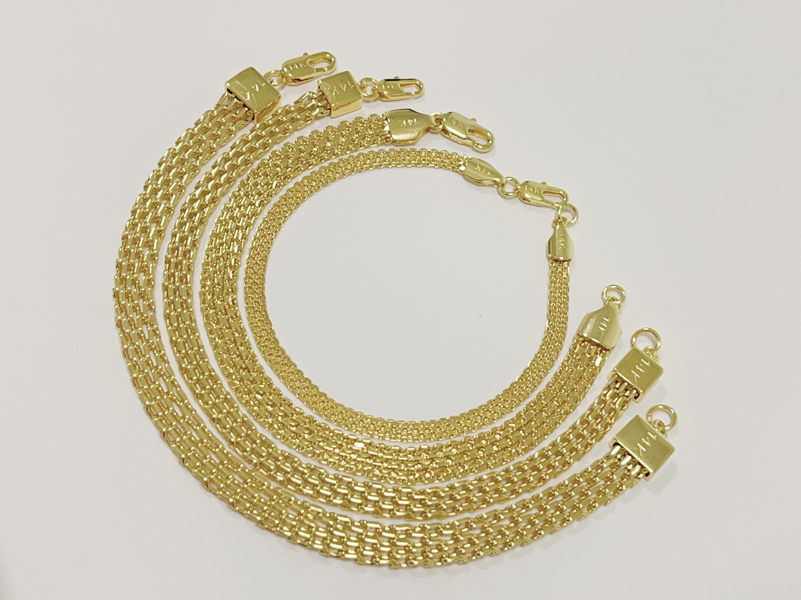 14k Yellow Gold 7″-8.5″ 8mm 6mm 4.7mm Bismark Link Chain Anklet Bracelet