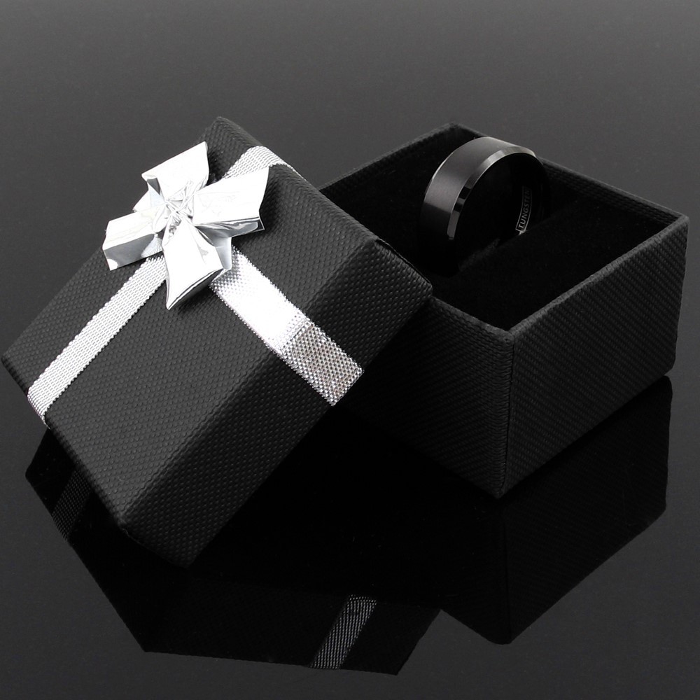 6/8mm Black Tungsten Carbide Men’s Brushed Wedding Band Ring Engraving Avail.