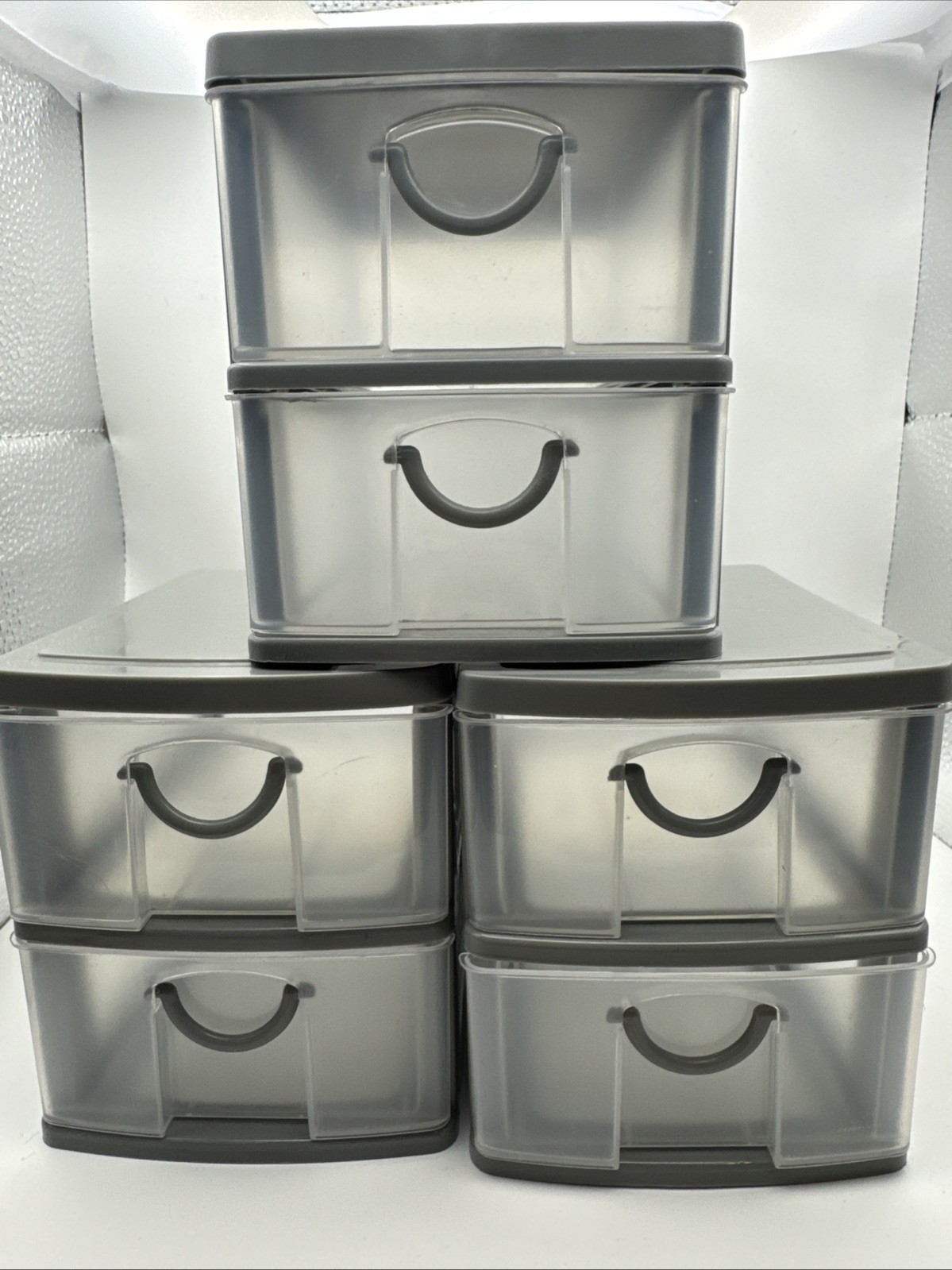 Plastic Drawer Storage Organizers – Set of 3 – Stackable Desktop/Bathroom
