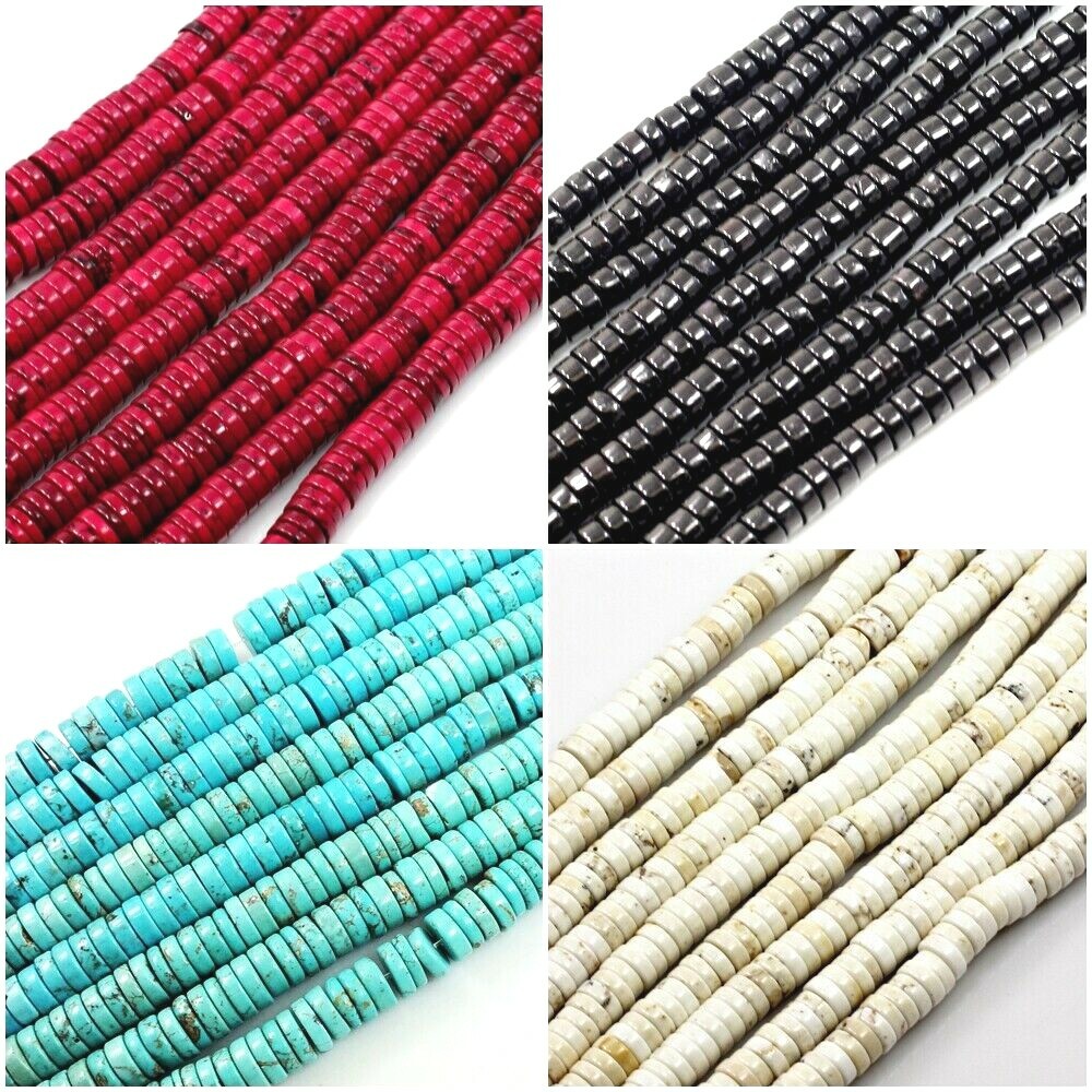 Gemstone Howlite Magnesite Turquoise Heishi Beads 15″ Jewelry 4mm 6mm 8 10 12mm