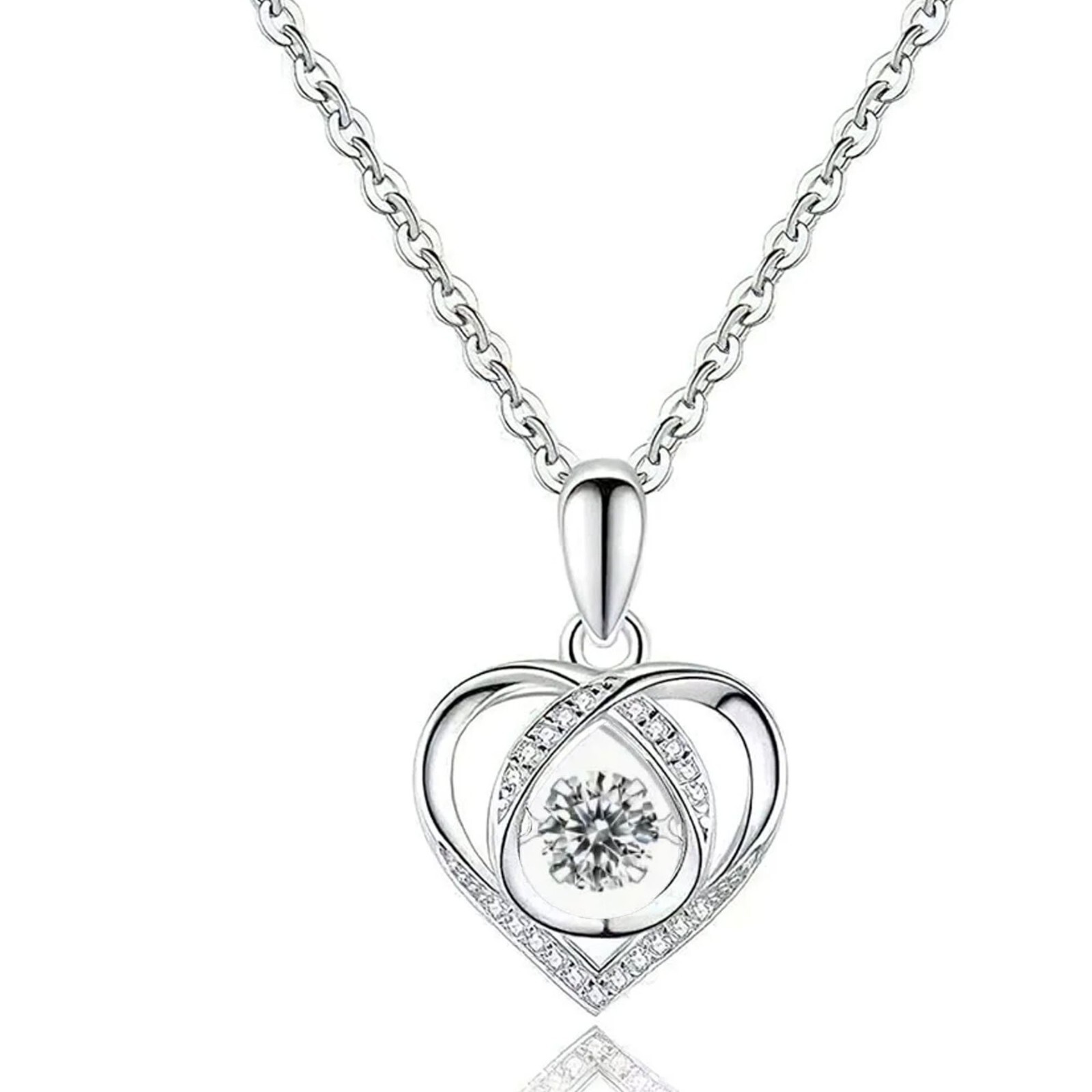 Love Heart Moissanite Elegant Design Fashion Pendant Necklace Jewelry Gift
