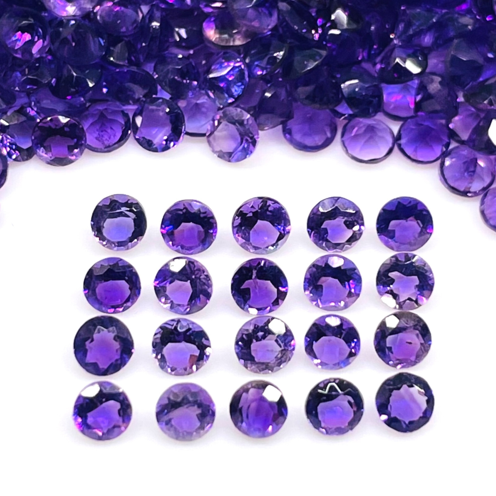 100 Pcs Natural Amethyst 2.5mm Round Cut Loose Untreated Gemstones Wholesale Lot