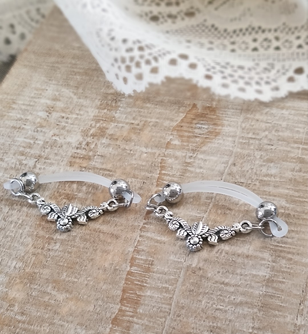 Filigree Fake Barbell – Fake Piercing- None Piercing Nipple Jewelry – b-115