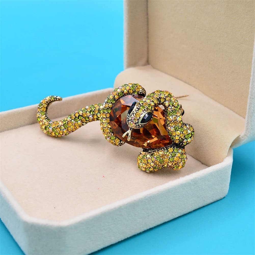 Animal Enamel Pins Large Snake and Stone Lapel Brooches Women And Men Unisex Fun