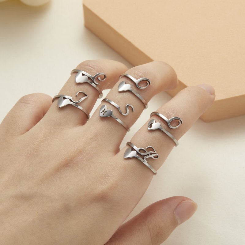 Stainless Steel 26 A-Z Initial Letters Heart Ring Adjustable Jewerly Women Gift