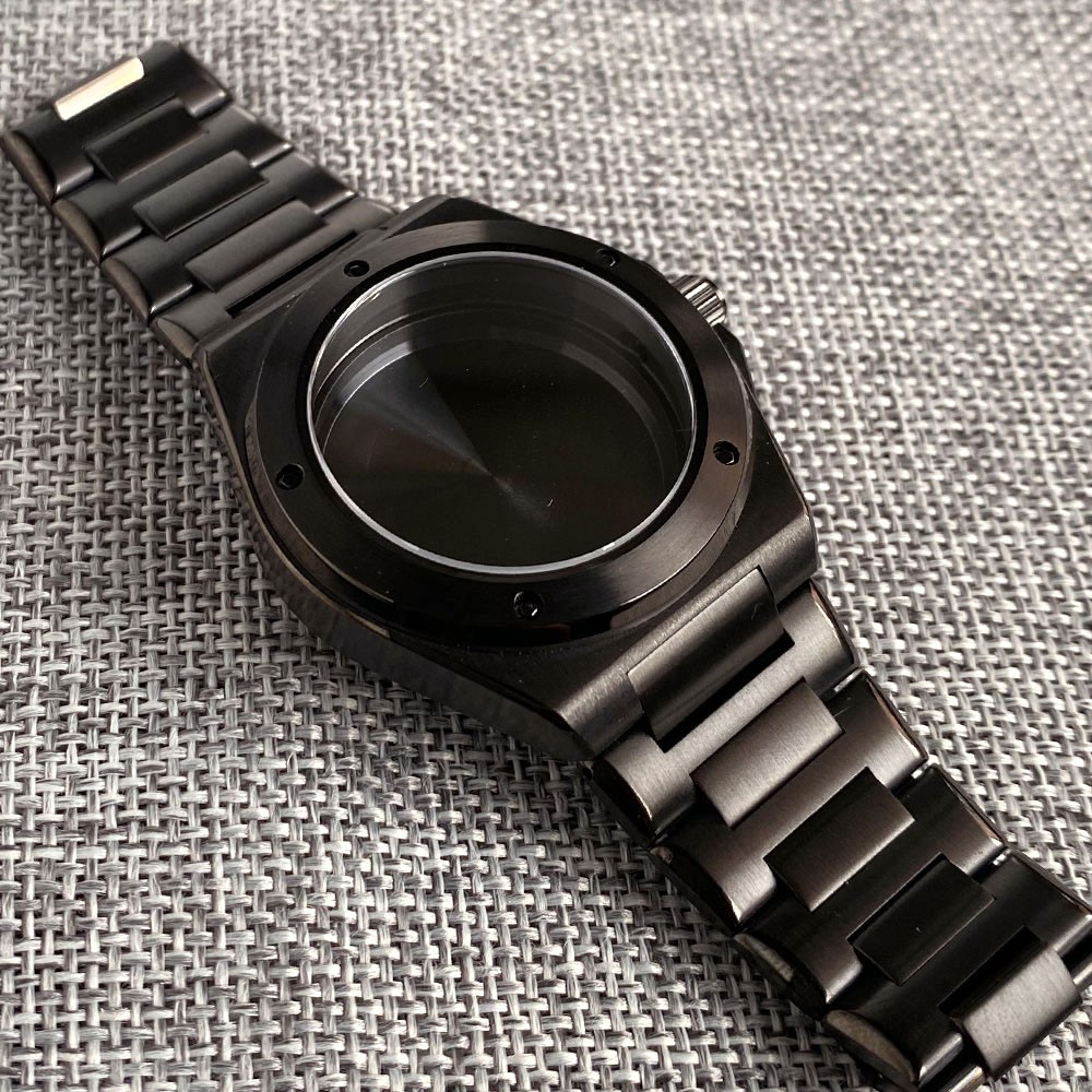 PVD Black 40mm Sapphire Dive Watch Case Dial 20ATM Waterproof Fit NH35 NH36