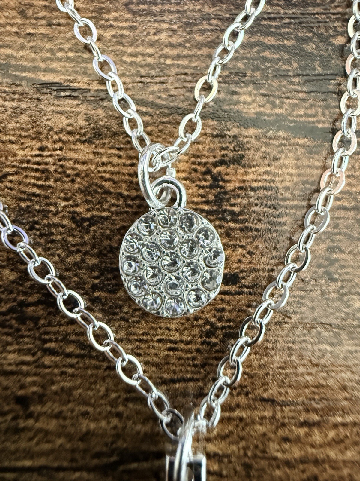 Full Zircon Shiny Long Pendant Silver Clavicle Chain Double Layer Necklace