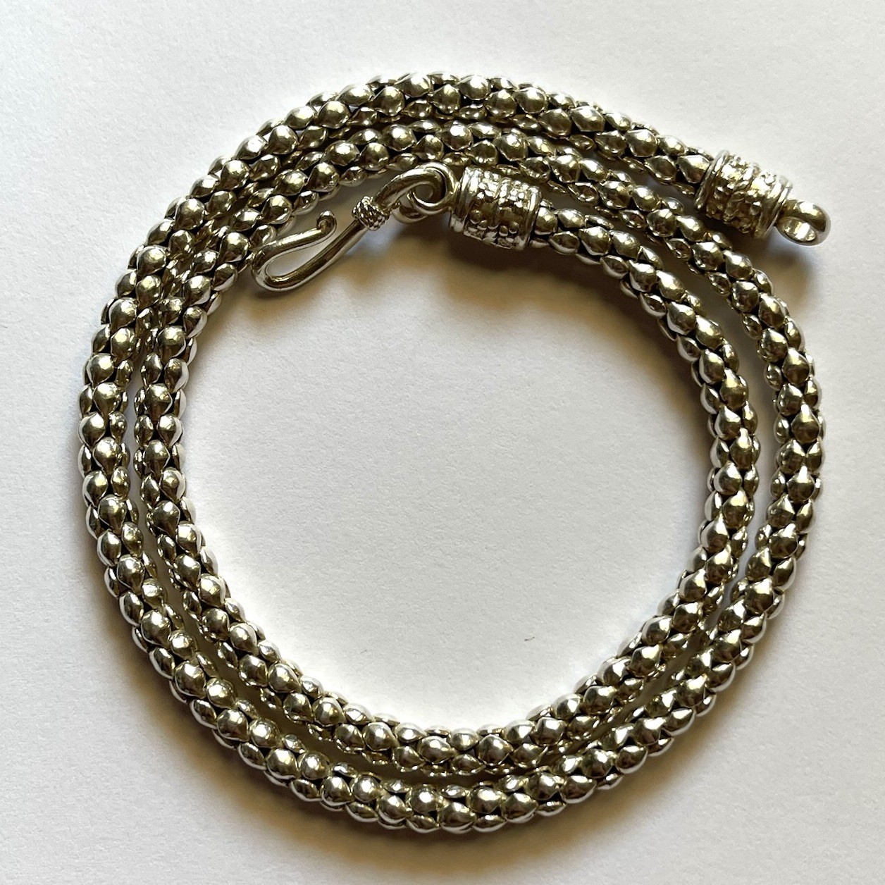 Vintage Doug Paulus DP Sterling Silver .925 Popcorn Necklace 20” Length 5MM 45G
