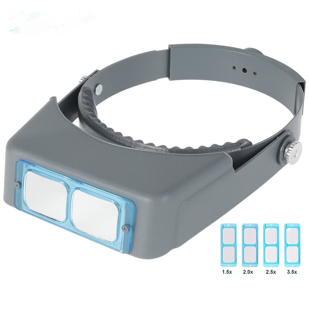 Headband Magnifier Headset Magnifying Visor with 4Glass Optical Lens Plates