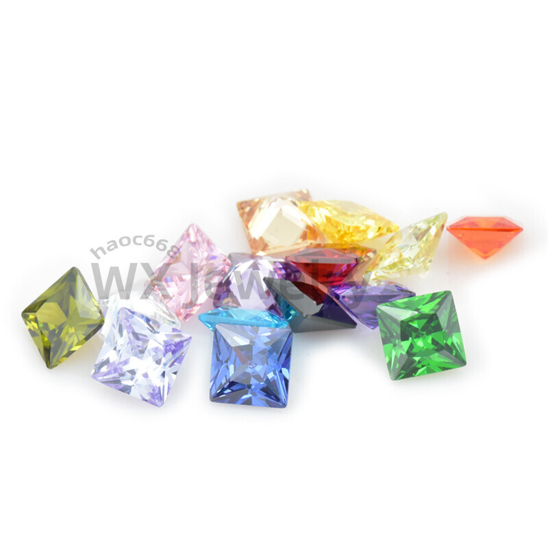 50pcs 2x2mm~15x15mm Square colors Loose Cubic Zirconia AAAAA CZ Stone Gemstone