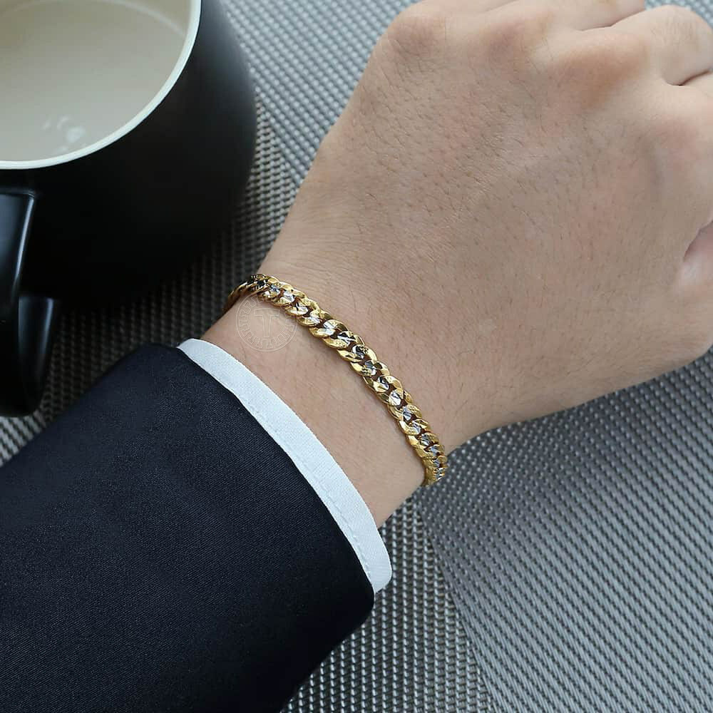 6MM/9MM Yellow Gold Filled Bracelet Curb Chain Cuban 7″-9″ for Men Women